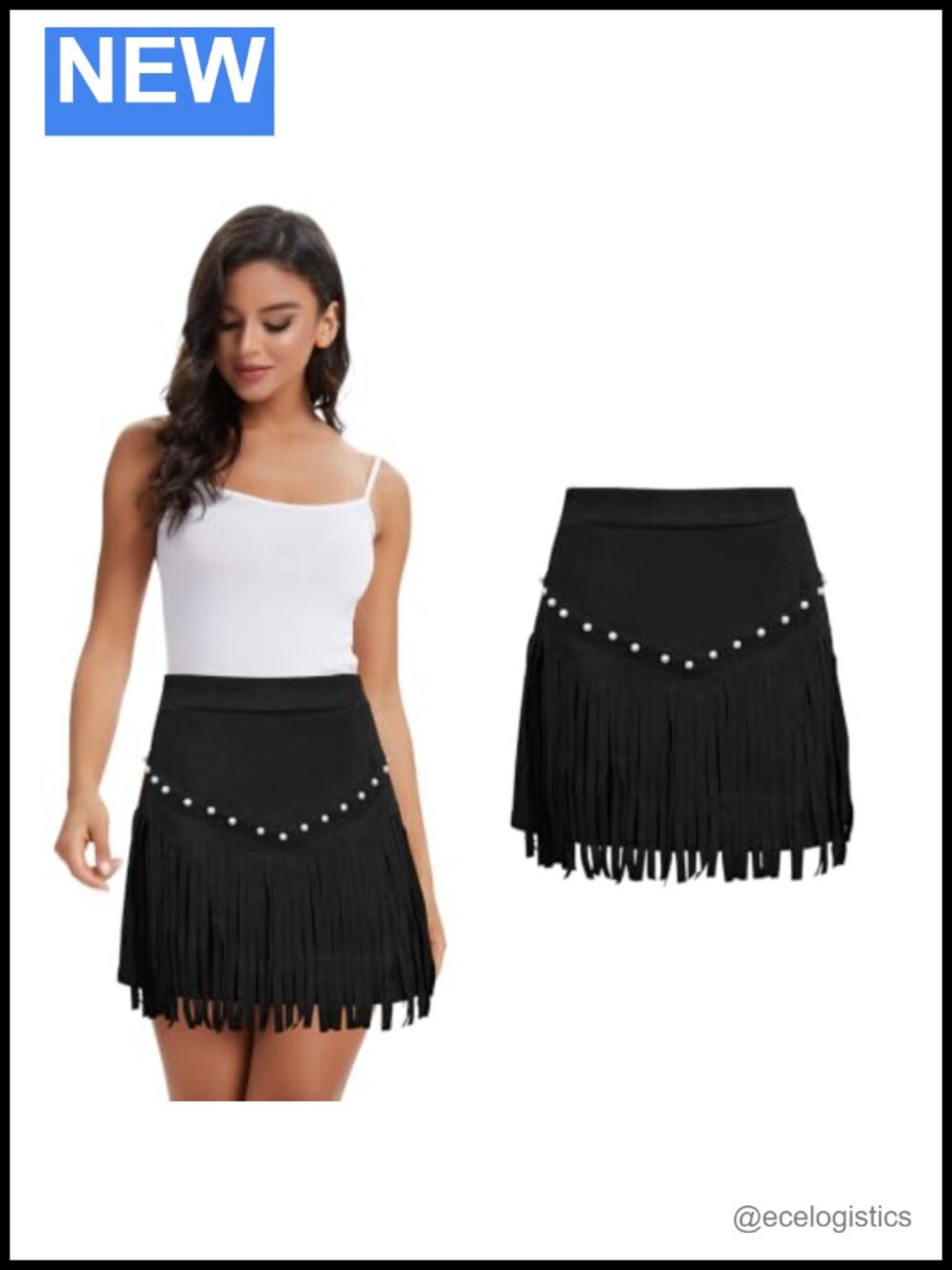 Women's Western Fringe Mini Skirt High Waist Faux Suede Tassel Skirt
